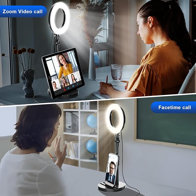 Desk Ring Light with Telescopic Stand, Travel Desktop Hola Light