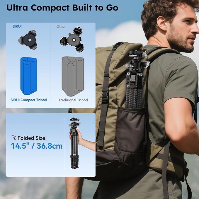 SIRUI 31.5" Compact Carbon Fiber Small Desktop Tripod