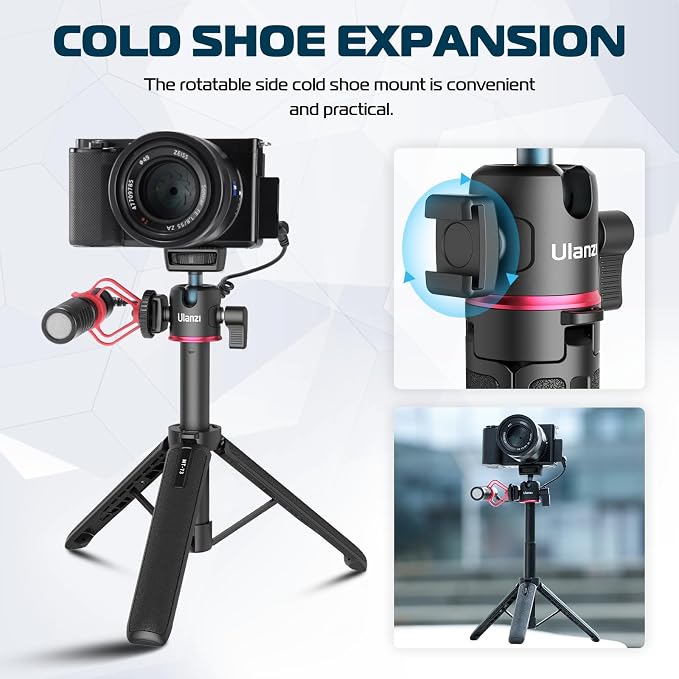 ULANZI MT-73 Extension Pole Tripod, Mini Selfie Stick Tripod Stand Handle Grip