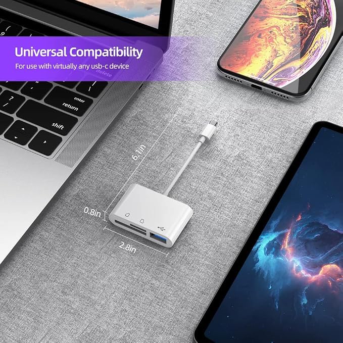RayCue USB C to Micro SD TF Memory Card Reader, 3-in-1 USB C Camera Card Reader