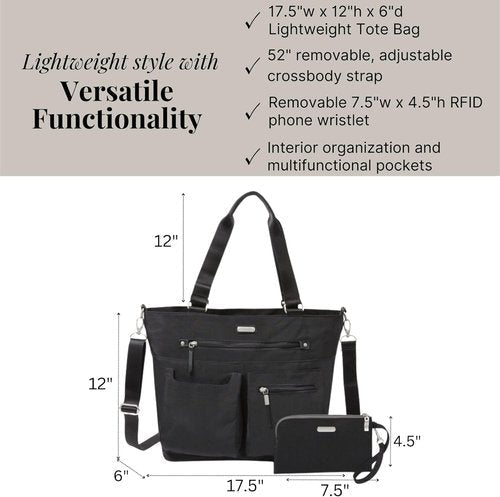 Baggallini Any Day Tote - Stylish Tote Bag with RFID Phone Wristlet | Versatile & Secure Design