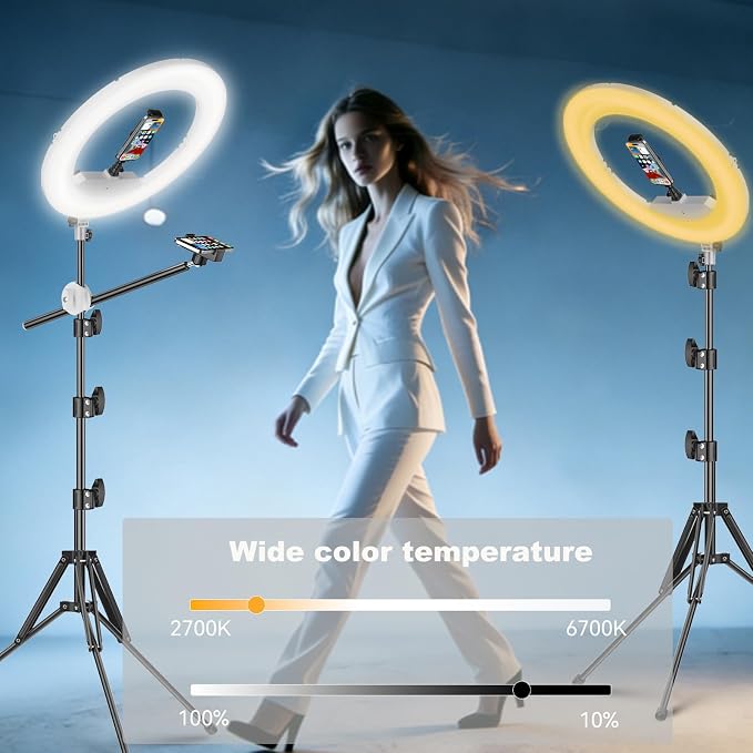 55W18 45cm Ring Light Kit 6700K Dimmable LEDRinglightTripod Stand Dual Phone