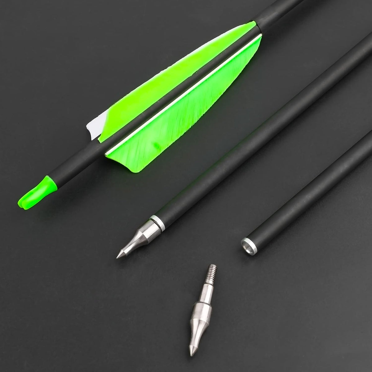 ZSHJGJR Carbon Archery Arrows - 30 Inch with 4” Turkey Feathers for Compound & Recurve Bows | 6/12 Pack