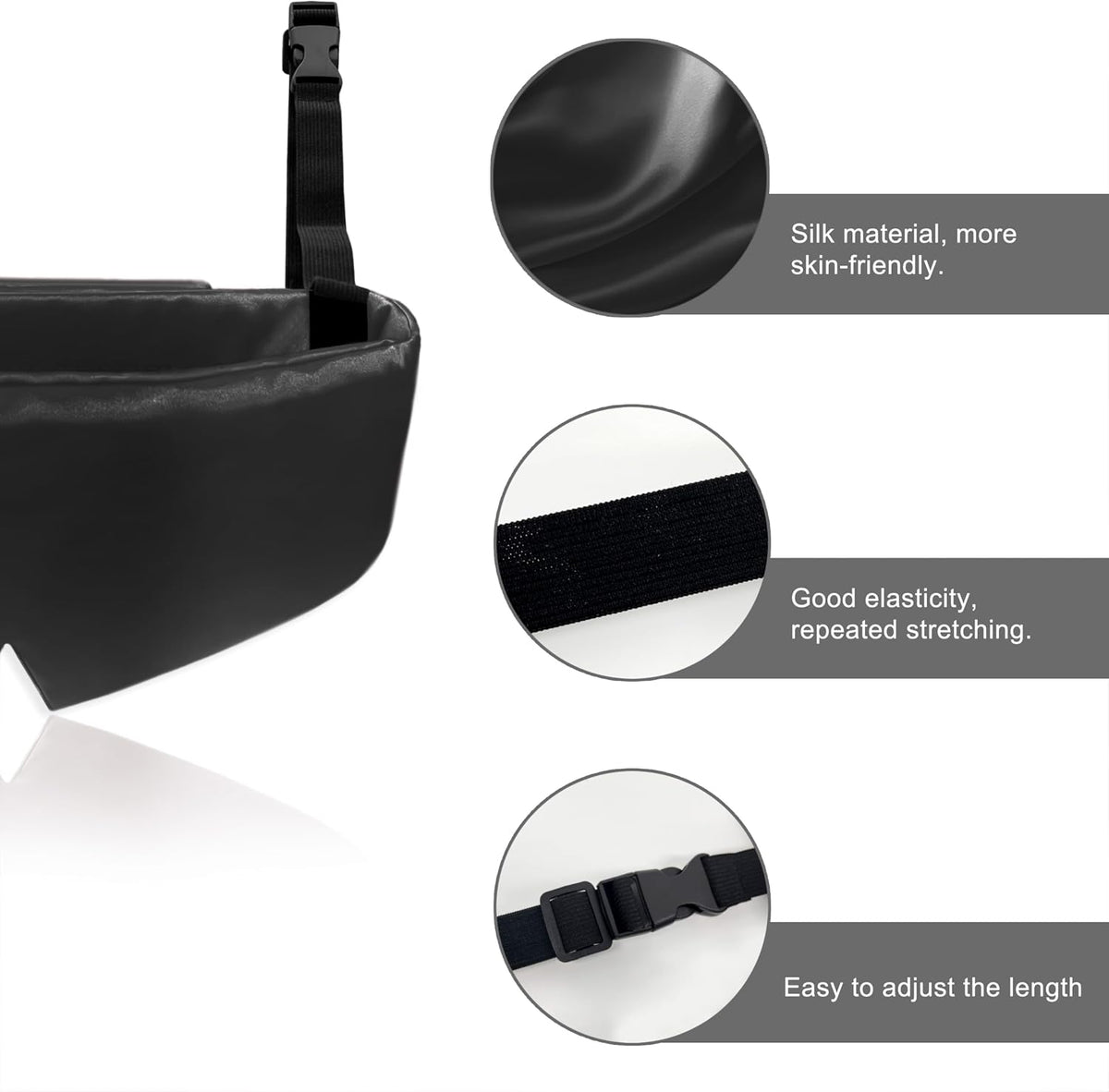 Travel Pillows for Airplanes, 2 Pack Airplane Head Strap with Silk Eye Mask for Sleeping, Long Flights & Car Road Trips 360°Headrest Neck Support, Stops Bobbing, Small & Compact (Black)