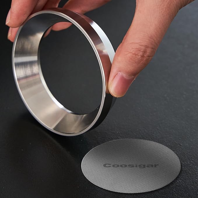54mm Espresso Dosing Funnel and Puck Screen Set,Stainless Steel Coffee Dosing Ring Compatible with Breville 54mm Portafilter.Reusable 1.7mm Thickness Espresso Puck Screen(Stainless Steel)