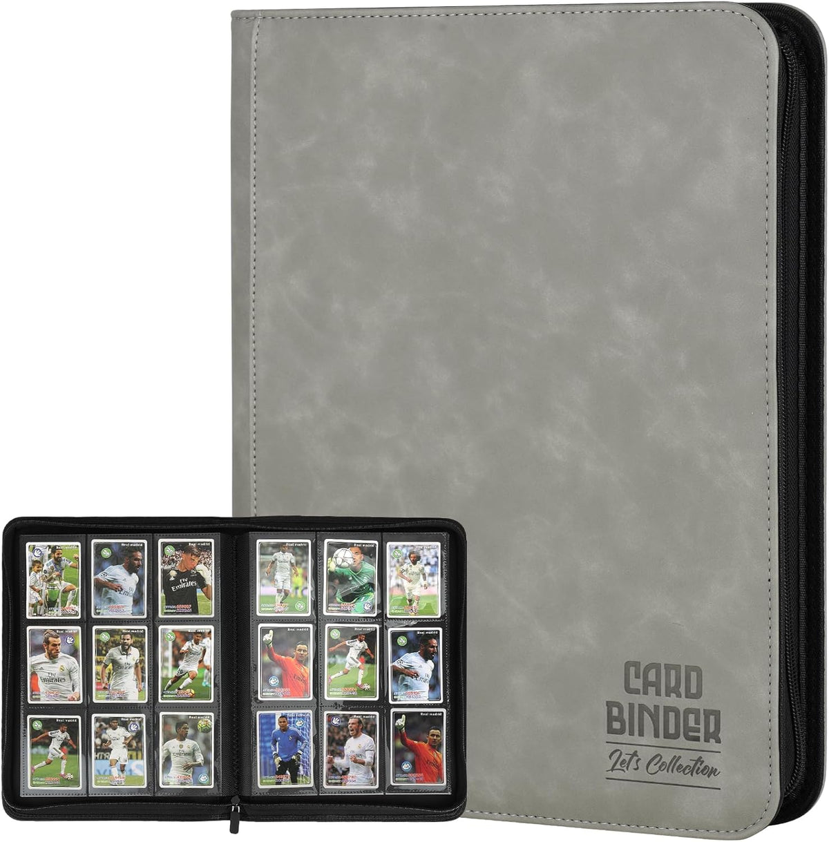 Trading Card Binder - Premium 9 Pocket PU Collection Album for MTG, TCG & Sports Cards | 540 Pocket Capacity (Gray)