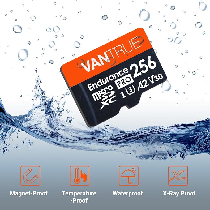 Vantrue 256GB microSDXC UHS-I U3 4K UHD Video High Speed Transfer Monitoring SD