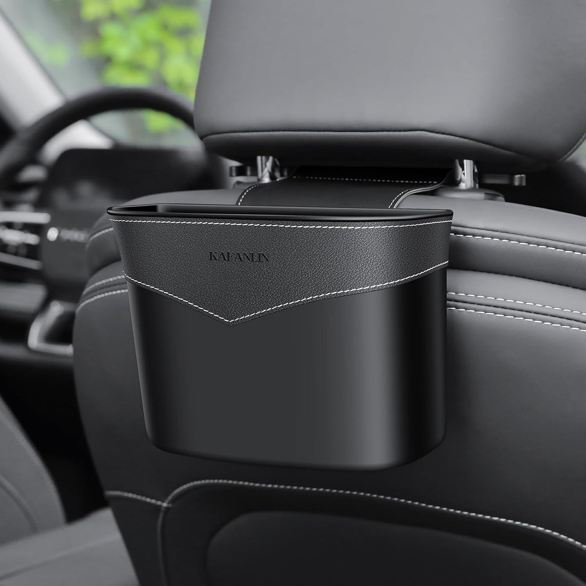 Car Trash Can Mini Trash Bin Garbage Organizer with Plastic Trash Bag Automotive Small Garbage Bin for Home Office Auto Vehicle Car Door Front Back Seat Storage Accessories (hook trash can)