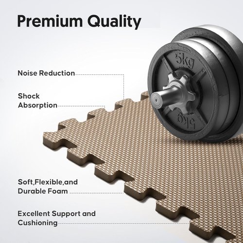 32 Pack Puzzle Exercise Mats by Home Gym - EVA Interlocking Foam Tiles for Workouts & Play - Blue, 24x24x½ in
