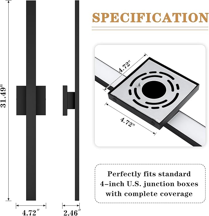 LamQee 31.5 Inch Aluminum Long Outdoor Modern LED Wall Light 3000K 1500LM, Slim Linear Exterior Lighting Fixtures Wall Mount, Waterproof Black Outside Sconce for House Porch Patio Garage Door Yard