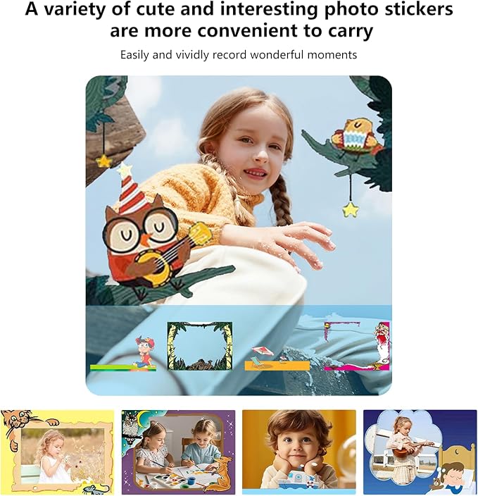 Kids Camera Instant Print with Color Printing Paper and Protective Case 32GB