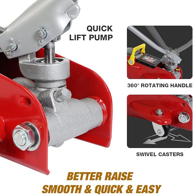 Jack Boss Floor Jack 2.5 Ton (5500 LBs) Hydraulic Low Profile Trolley Car Jack with Portable Storage Case, Lifting Range 3.5" to 14", Fit Use for Automotive Sedans, Red