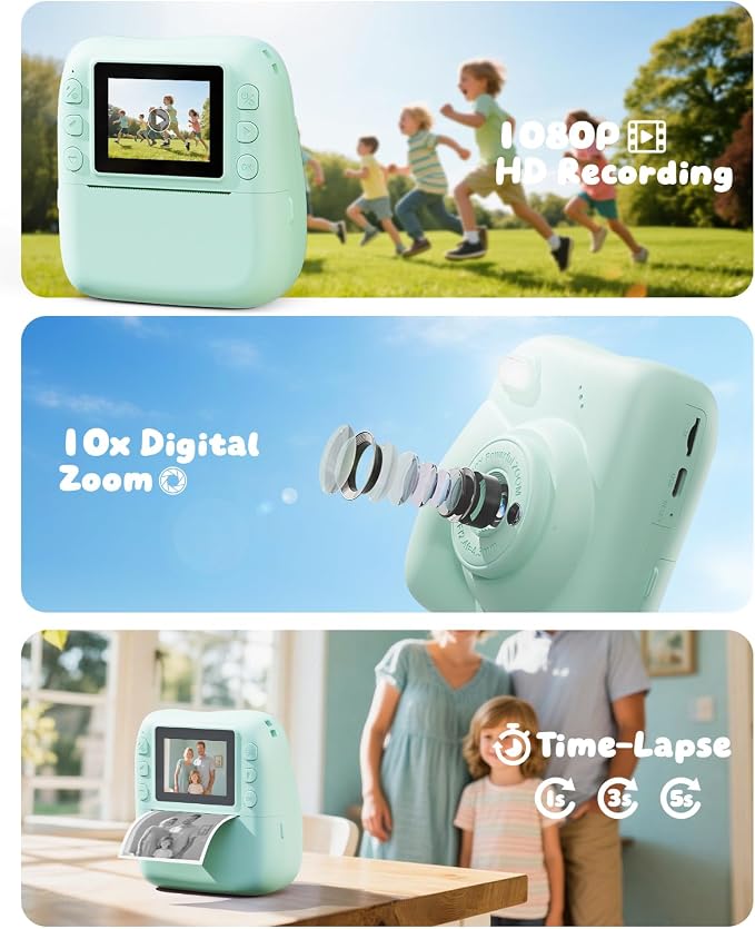 Kids Camera Instant Print, 1080P HD Kids Instant Camera