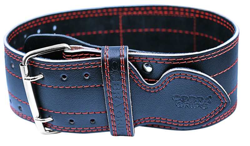 Weight Power Lifting Belt 4” Wide Cobra Grips Premium Genuine Leather Belt for Men & Women Adjustable Weightlifting Back Support (RED, Large 36"-44")