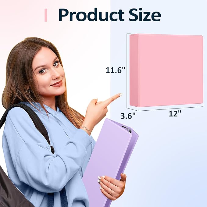 Sooez BinderX Extra Durable 3 Inch 3 Ring Binder, D-Ring Large Binder, Holds