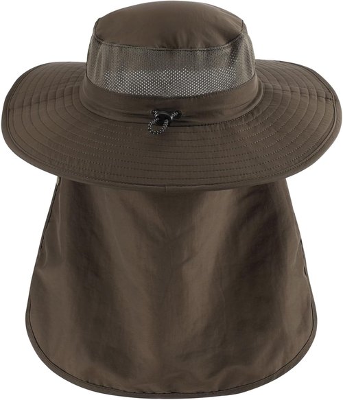 Home Prefer UPF 50+ Sun Hat - Wide Brim Fishing Hat with Neck Flap for UV Protection | Summer Safari