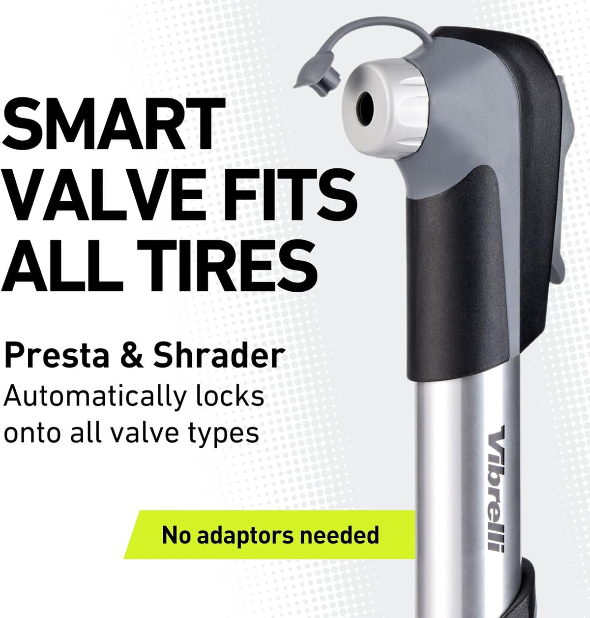 Vibrelli Mini Bike Pump - 120 PSI Presta & Schrader Tire Pump for Road & MTB - No Valve Change Required