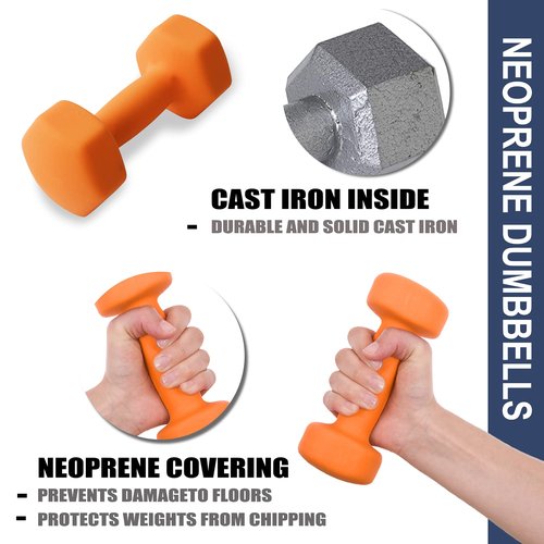 Balelinko Home Gym Equipment Workouts Strength Training Weight Loss Pilates Weights Yoga Sets Weights for Women, Men, Seniors and Youth, 9LB Orange, Pair