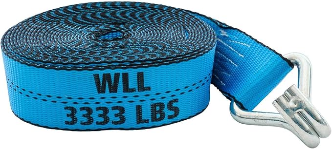 Mytee Products (4 Pack 2 Inch x 27 FT Blue Ratchet Strap with J Hooks - 10,000 Lbs Breaking Strength - Heavy Duty Tie Down Cargo Truck Straps with Wire Hooks for Flatbed, Truck, Trailers Pickup