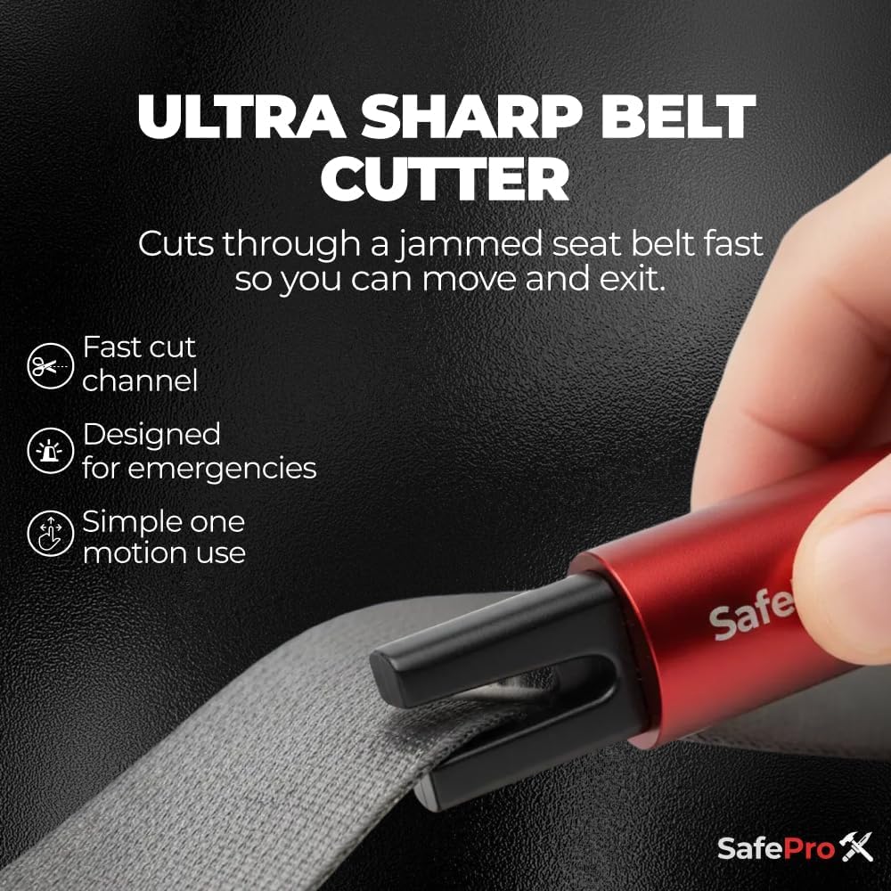 SafeProX 2 in 1 Emergency Escape Tool, Life Saving Car Window Breaker & Seatbelt Cutter - Car Window Hammer for Quick Accident Aid & Safety on The Go with Seat Belt Cutter. (Pack of 2)