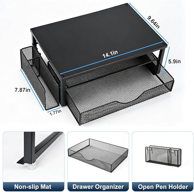 Spacrea Desk Organizer and Accessories, Computer Monitor Stand Riser