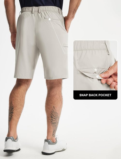 Libin Men's Golf Shorts - Lightweight Quick-Dry Travel Shorts with Zipper Pocket | Classic Fit, 9" Length