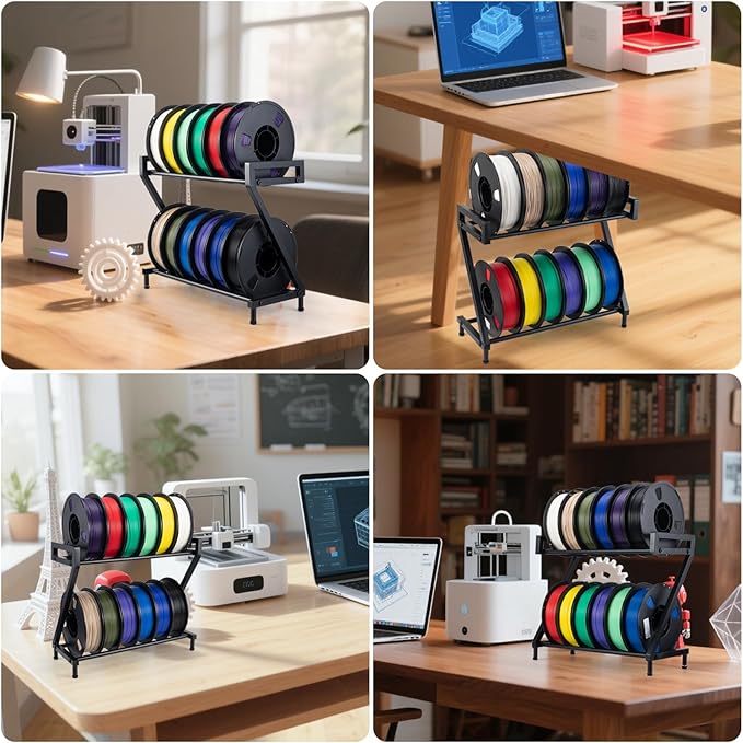 Z-shaped 2 Tiers 3D Printer Filament Storage Rack Desktop, 3D Printer Filament