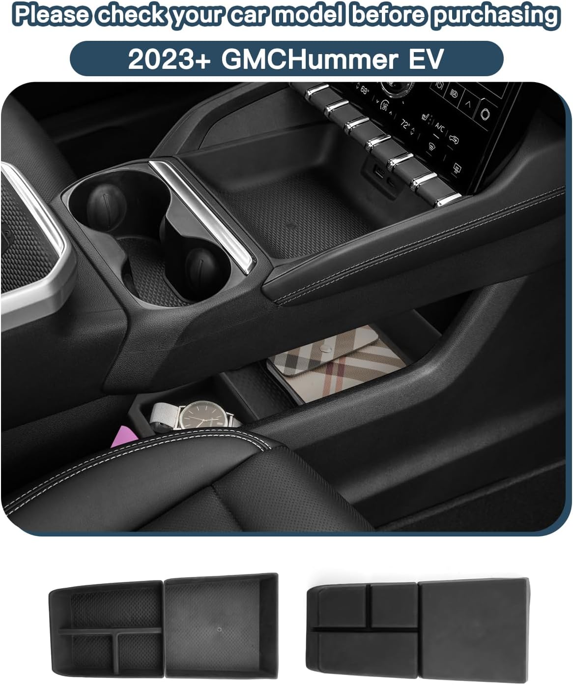 Ruiya 2026 Terrain Center Console Organizer for GMC Terrain 2026 Accessories ABS Material Split Lower Console Organizer Compatible with 2025 2026 GMC Terrain Elevation/AT4/Denali