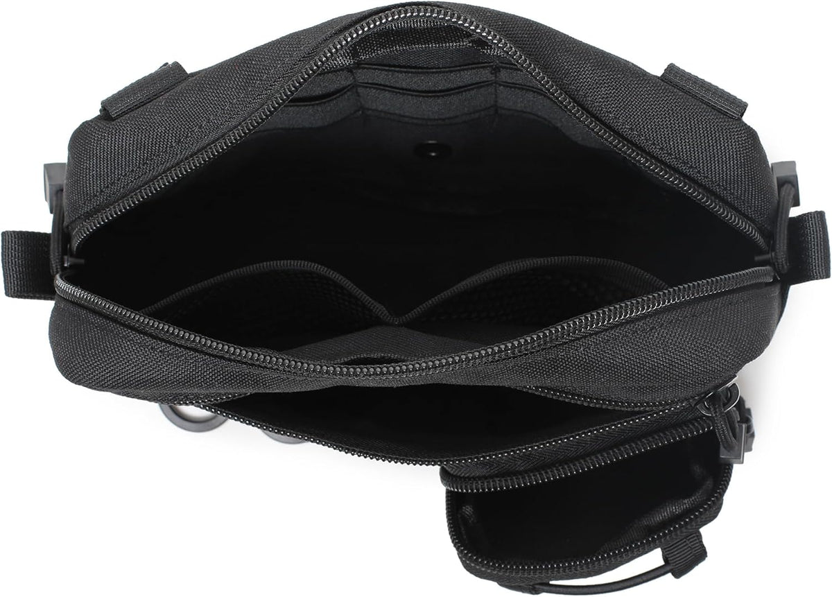 Skiennix Tactical Molle Horizontal Admin Pouch - Front Drawstring Pocket | EDC Utility Organizer Bag