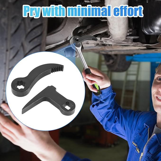 2pcs Pry Bar Wrench Adaptor Head, 1/2" Drive L-Shape Ratchet Pry Bar Adapter & Crowbar Head with Band Sawtooth Half Shaft Car Repair Tools Attachment for Tight Space