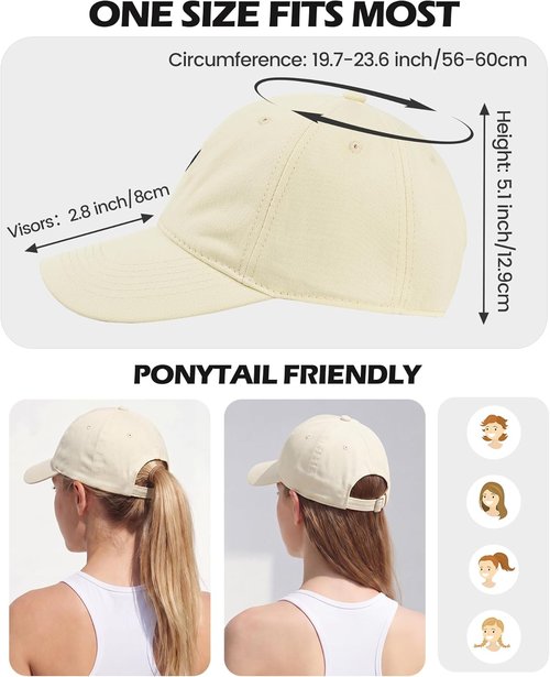 American Trends Women's Baseball Cap - Cute Heart Design, Adjustable Cotton Hat for Everyday Wear