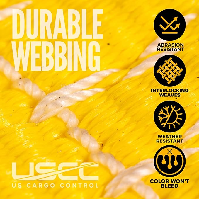 US Cargo Control J Hook Ratchet Strap 4 Inch x 27 Foot, 5,400 LBS Working Load Limit, Yellow 4 Inch Ratchet Straps Heavy Duty for Flatbed Trailers, Professional Flatbed Hauling