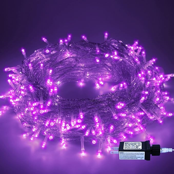 Christmas String Lights Purple - 220 LED 25m/82ft 8 Modes End-to-End Plug in Indoor/Outdoor Waterproof Decorative Inside/Outside Fairy Twinkle Xmas Tree Lights for Halloween/Wedding/Patio/Room/Home