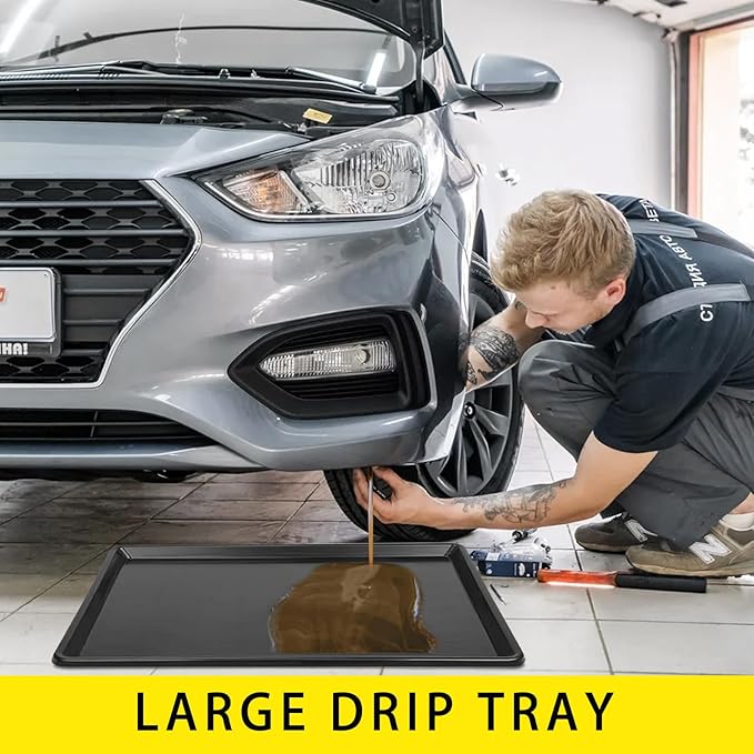 6 Pcs Extra Large Oil Drip Pan, 35.4×24×1.6Inches Oil Drain Pan for Under Car,Plastic Oil Drip Tray for Garage, Fridges, Washing Machines, Cat Litter Box,Keeps Floors Safe & Clean