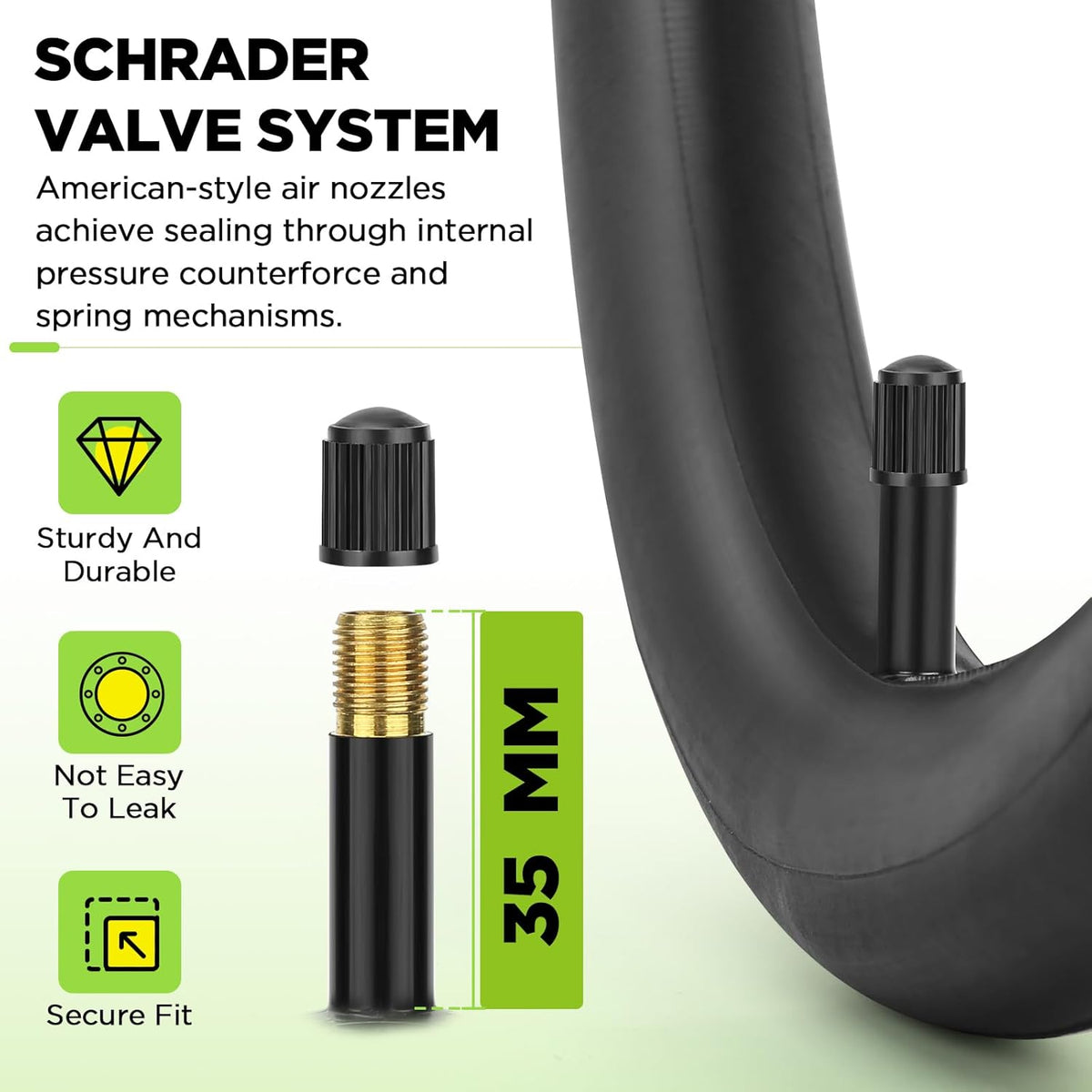 Skiennix Bike Tube Set - 2 Pack 20/26" Inner Tubes with 35mm Schrader Valve & 2 Levers | Compatible with MTB, Cruisers, Road Bikes