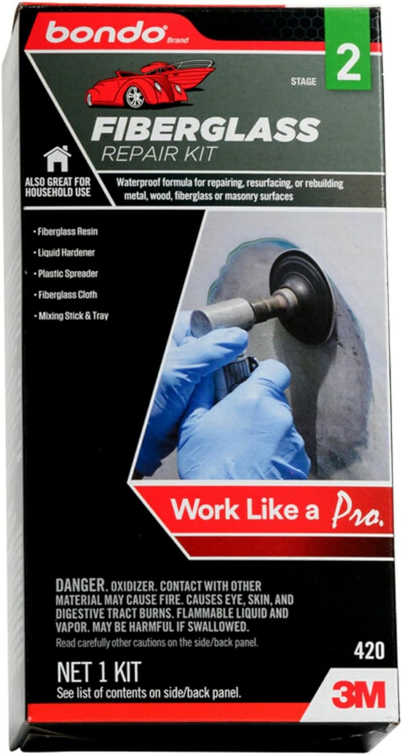 Skiennix Fiberglass Resin Repair Kit - All-in-One Set with Hardener, Cloth & Tools | 0.45 Pint (7.2 oz)