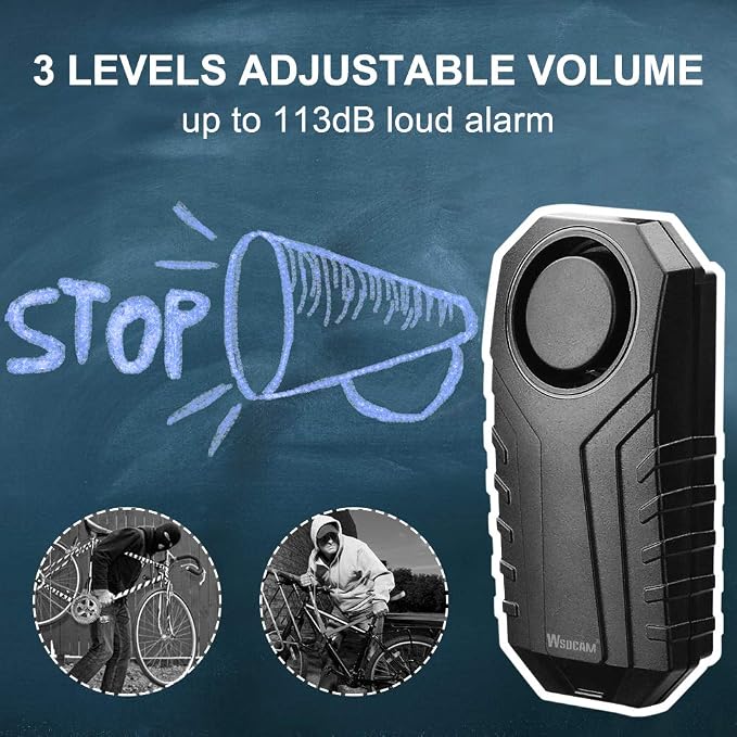 Wsdcam 113dB Bike Alarm Wireless Vibration Motion Sensor Waterproof Motorcycle