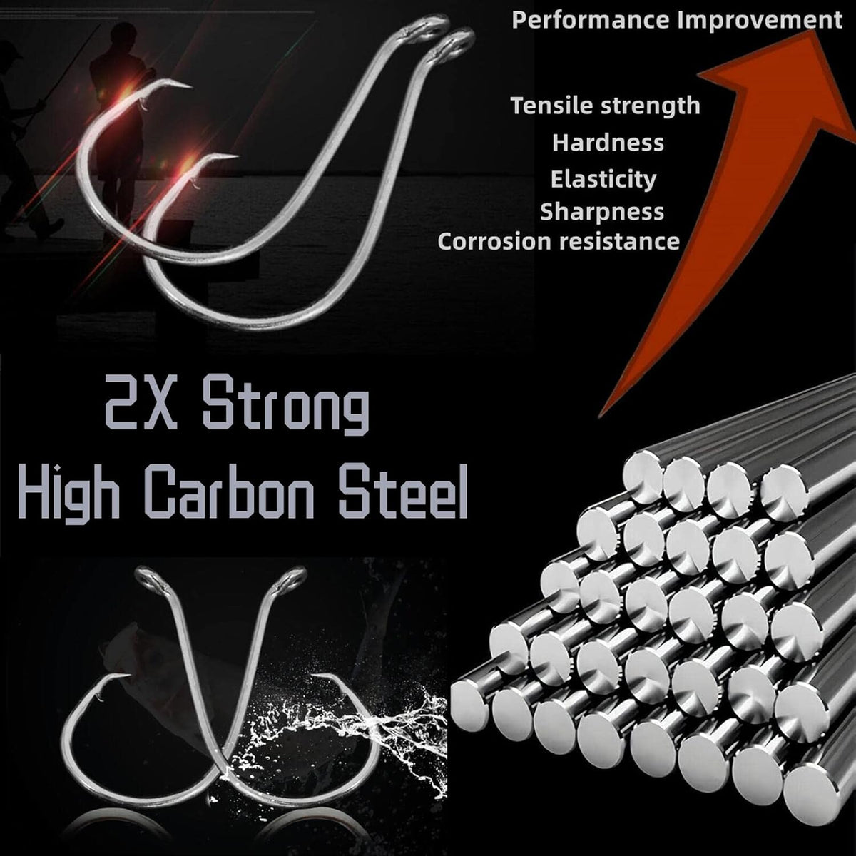 Skiennix Circle Hooks - 2X Strong Octopus Offset Fishing Hooks Set for Saltwater & Freshwater | 50PCS