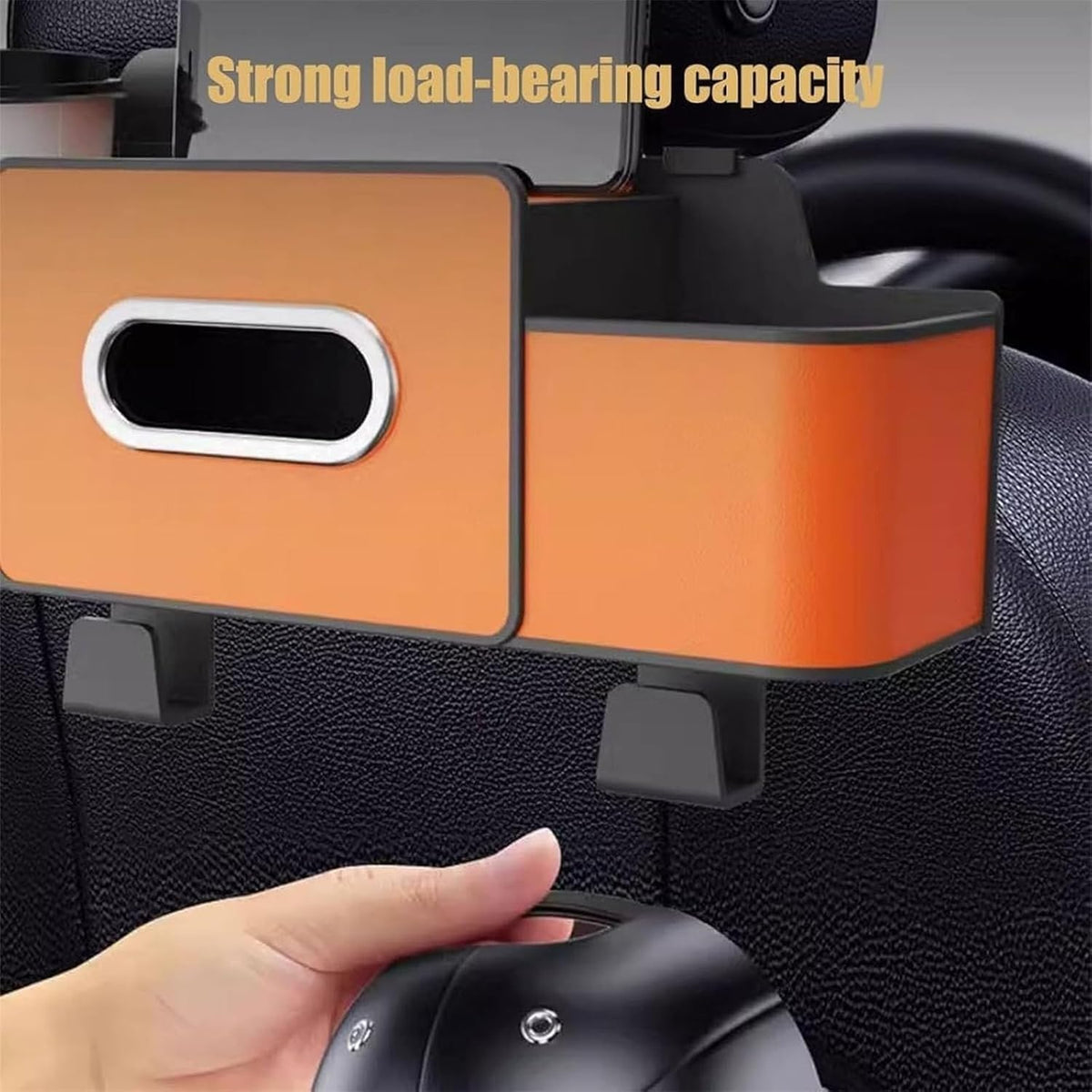 3 in 1 Car Backseat Organizer with Cup Holder, Leather Multifunctional Seat Back Storage with Tissue Box, Phone Holder and Hooks, for Hold Phones, Snacks, Drinks, and Handbags (Brown,1PCS)