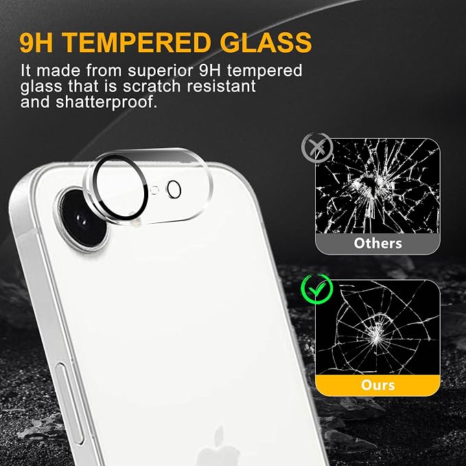 3 Pack Camera Lens Protector for iPhone 17e, Tempered Glass, Anti-Fingerprint