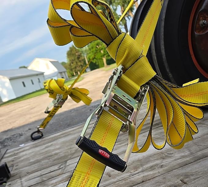 Mytee Products 2 Pack 2" x 27' Ratchet Straps with Wire Hooks 10,000 lbs Breaking Strength - Heavy Duty Cargo Tie Down Straps for Truck, Trailers, Moving Appliances, Motorcycles & Flatbed Loads