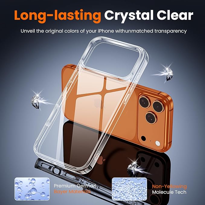 toushion 3 in 1 for iPhone 17 Pro Max Case Clear, Shockproof for Phone Cover