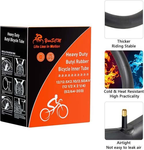 Heavy Duty Bike Tubes by [Brand Name] - 12"/12.5" AV32mm Schrader Valve Inner Tubes | Compatible with 12x2.10/2.50