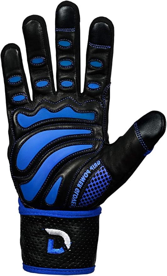 Elite Leather Gym Gloves with Built in 2" Wide Wrist Wraps Grip & Design for Weightlifting Power Lifting Bodybuilding & Strength Training Workout Exercises