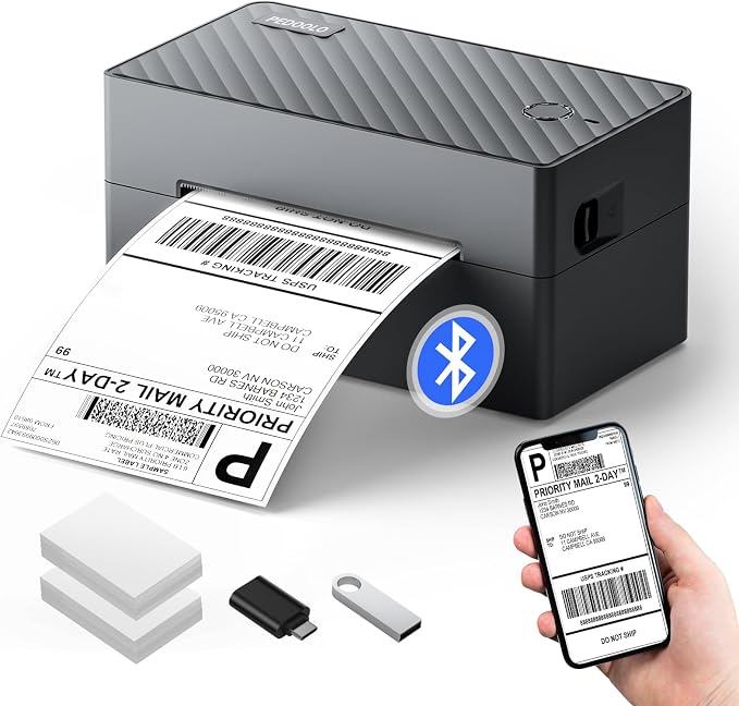 PEDOOLO Label Printer, 4x6 Shipping Label Thermal Printer