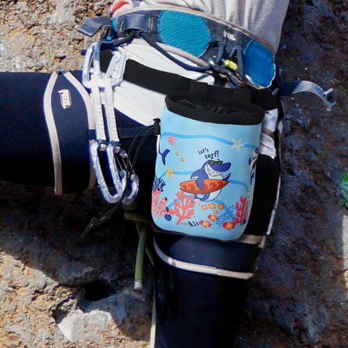 Fanosy Chalk Bag for Rock Climbing Gym & Bouldering – Large Capacity Leak-Proof Unique Original Design for Kids & Adults – Durable Magnesium Powder Holder with Drawstring Closure - 2025 New Blue