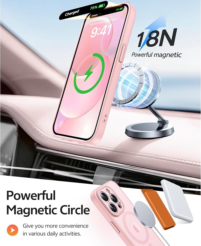 FNTCASE for iPhone 13 Pro Case: Magnetic Translucent Matte Slim Cases