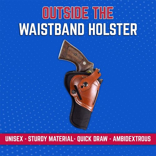 DeSantis Wild Hog Hybrid Revolver Holster - Hybrid Revolver Holster, OWB Holster compatible with Colt Anaconda 4", Dan Wesson 44VH 4", Ruger Redhawk 4", S&W N Frame 4", Classic Hunter - Ambidextrous