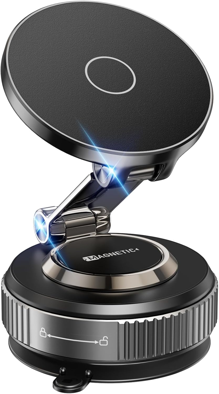 Magnetic Phone Holder for Car 2026 Heavy Duty Model 360° Adjustable Vacuum Suction Car Magsafe Phone Mount Cell Phone Holders for Your Car for iPhone 16 Pro Max 15 14 13 12 Plus (Metal Stand Rotor)
