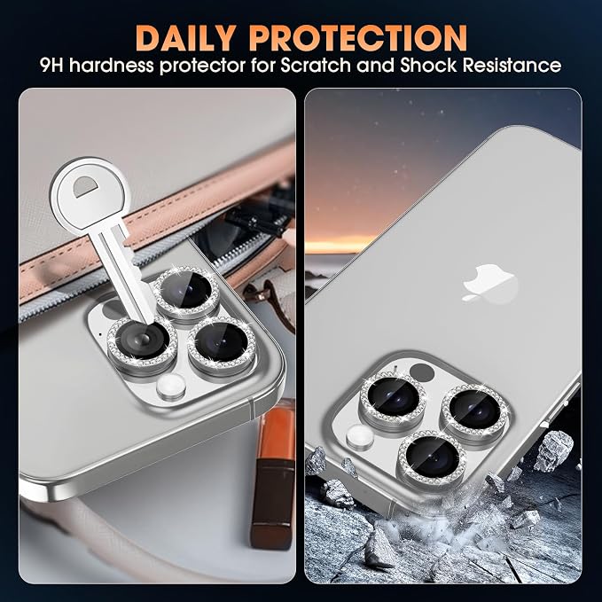 for iPhone 16 Pro/16 Pro Max Camera Lens Protector Bling Individual Metal